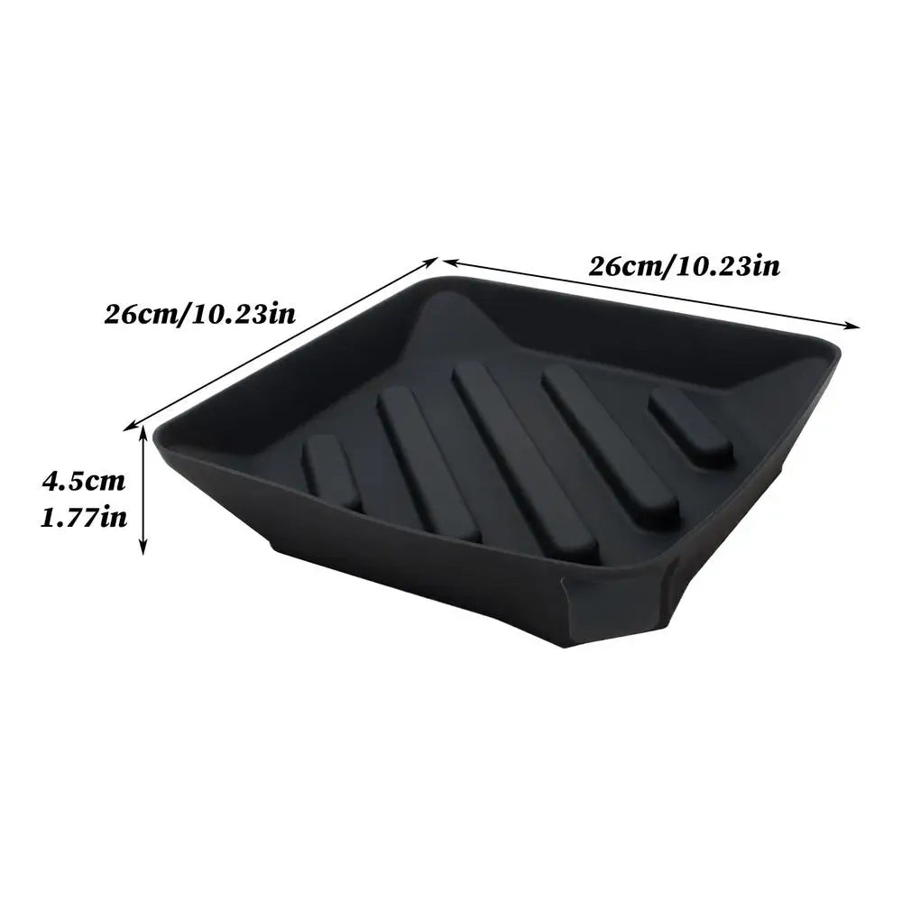 Silicone Dish Drying Mat with Drain Spout | Non-Slip Counter Silicone Drying Mat Qme China Mainland Black