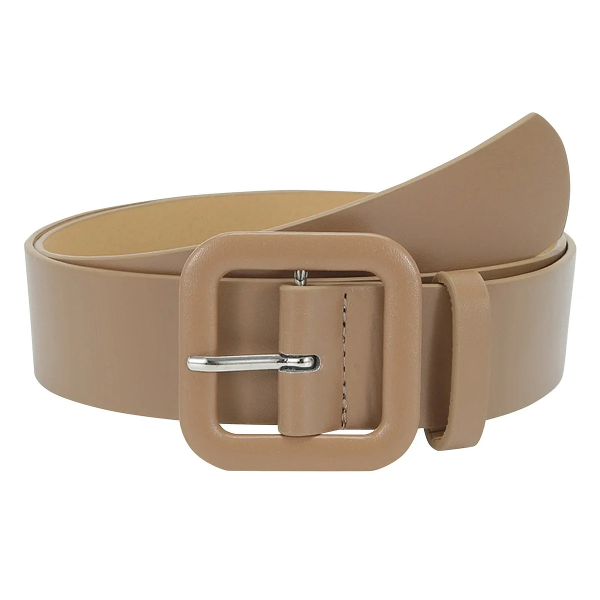 Women's Square Buckle Candy Color Decorative Belt – 11 Colors Decorative Fashion Belt Qme Khaki