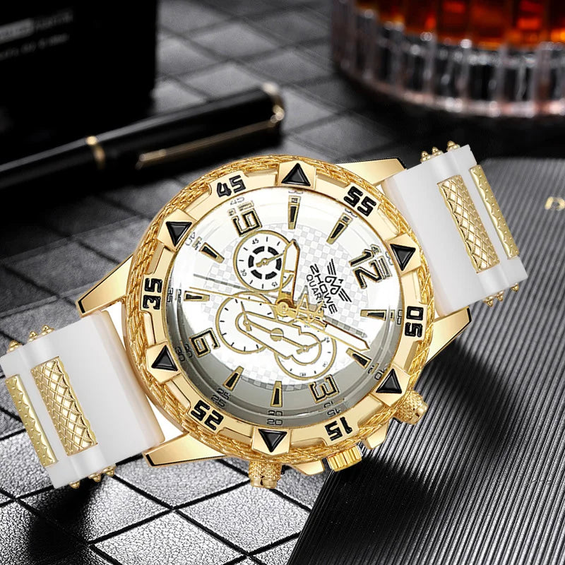 Mixed Bar Scale Dial Silicone Quartz Watch – 5 Colors Silicone Quartz Watch Qme