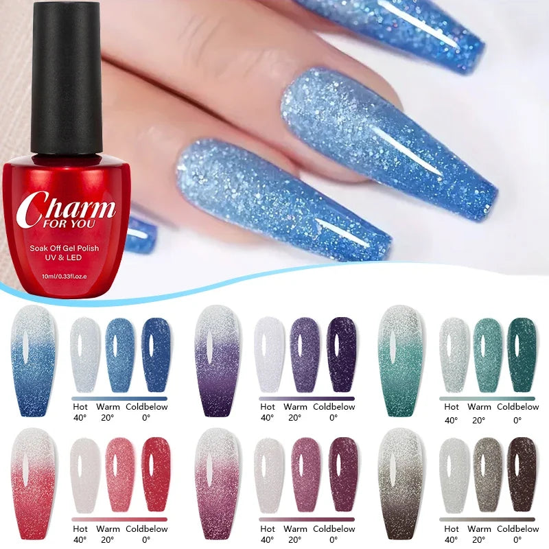Thermochromic Diamond Nail Polish – Color-Changing Shimmer Nail Art Polish Qme