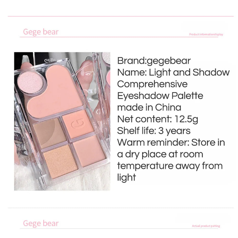 Gege Bear Eyeshadow Palette – Matte & Pearlescent Earth Tones Eyeshadow Palette Qme