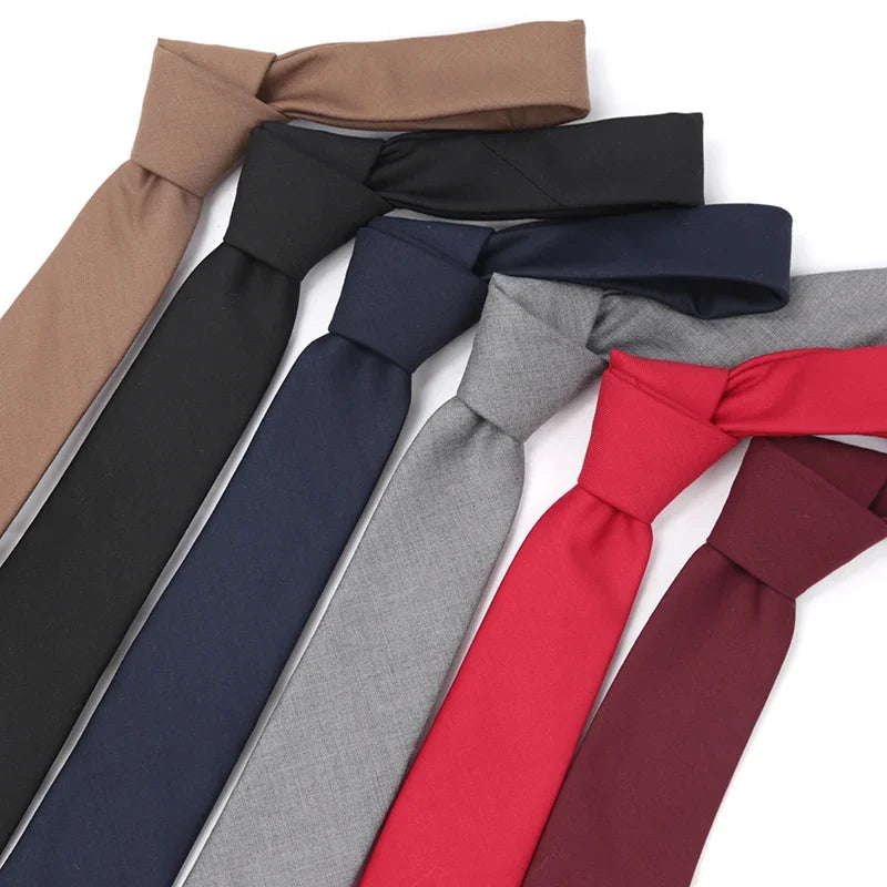 Men's Slim Black Cotton Necktie – Narrow Solid Tie Slim Necktie Qme