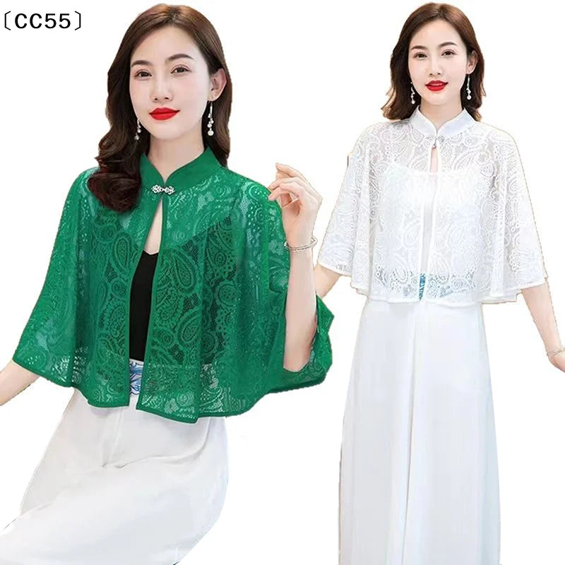 Women's Lace Shawl Cardigan – All-Season Poncho Cover-Up Lace Shawl Cardigan Qst