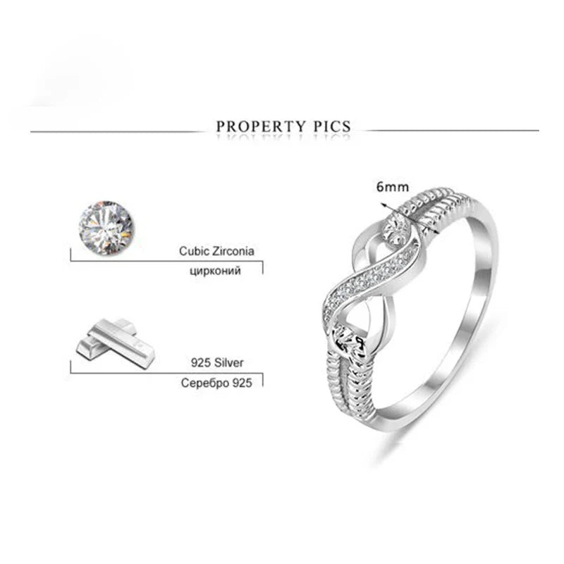 925 Sterling Silver Figure-8 Ring – AAA Cubic Zirconia | Qme Sterling Silver Ring Qme