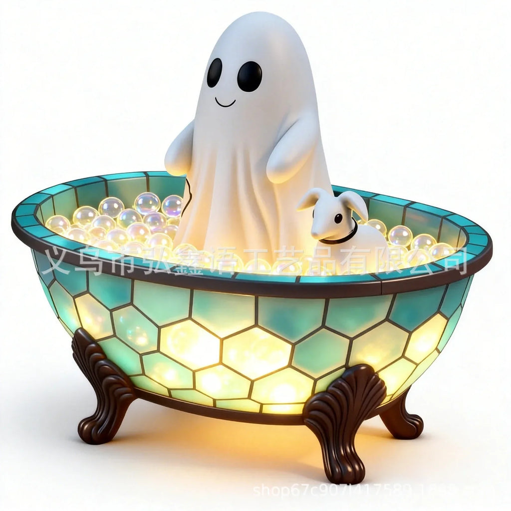 Halloween Bathtub Figurine Night Light – Cute Indoor Lamp Figurine Night Light Qme