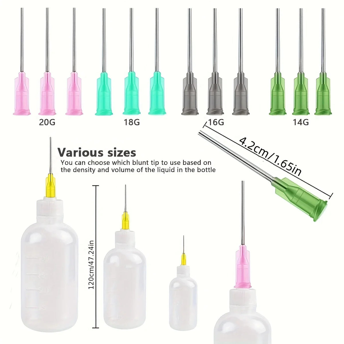 30ml Squeeze Dispensing Bottles with Blunt Needle Tips & Caps Craft Dispensing Kit Qme
