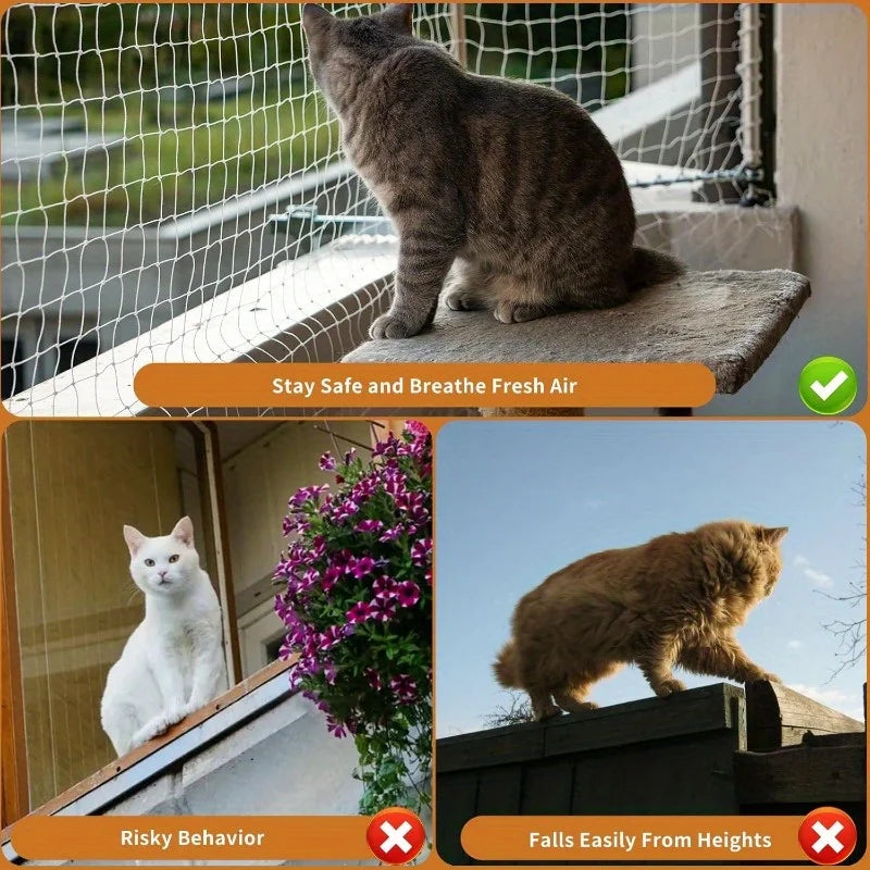 Cat Safety Net for Balcony & Windows – Nylon Anti-Fall Pet Net Cat Safety Net Qme