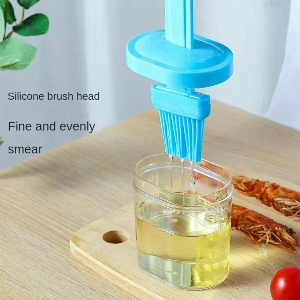 BBQ Silicone Oil Dispenser Brush – Grilling & Baking Utensil Silicone Basting Brush Qme