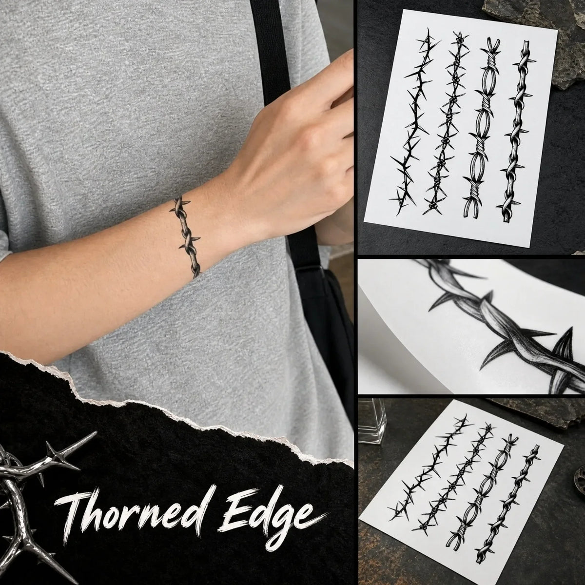 Thorn Armband Temporary Tattoo – Waterproof & Long-Lasting Temporary Tattoo Qme
