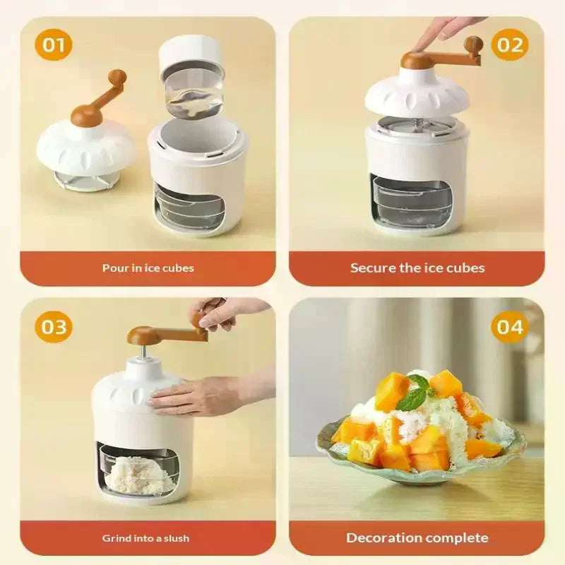 Manual Hand-Crank Shaved Ice Maker & Crusher Machine Ice Crusher Machine Qme