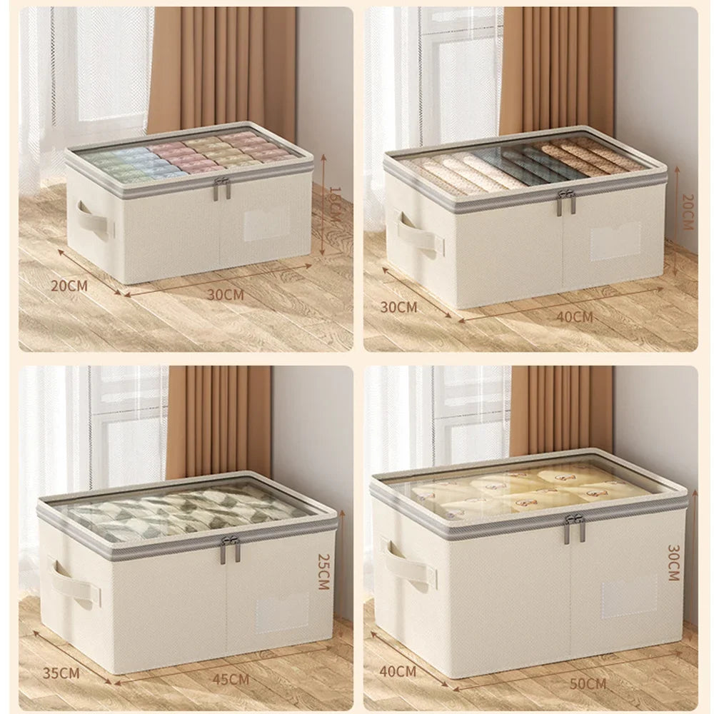 Foldable Cotton Linen Storage Bag – Portable Clothes Organizer Foldable Storage Bag Qme