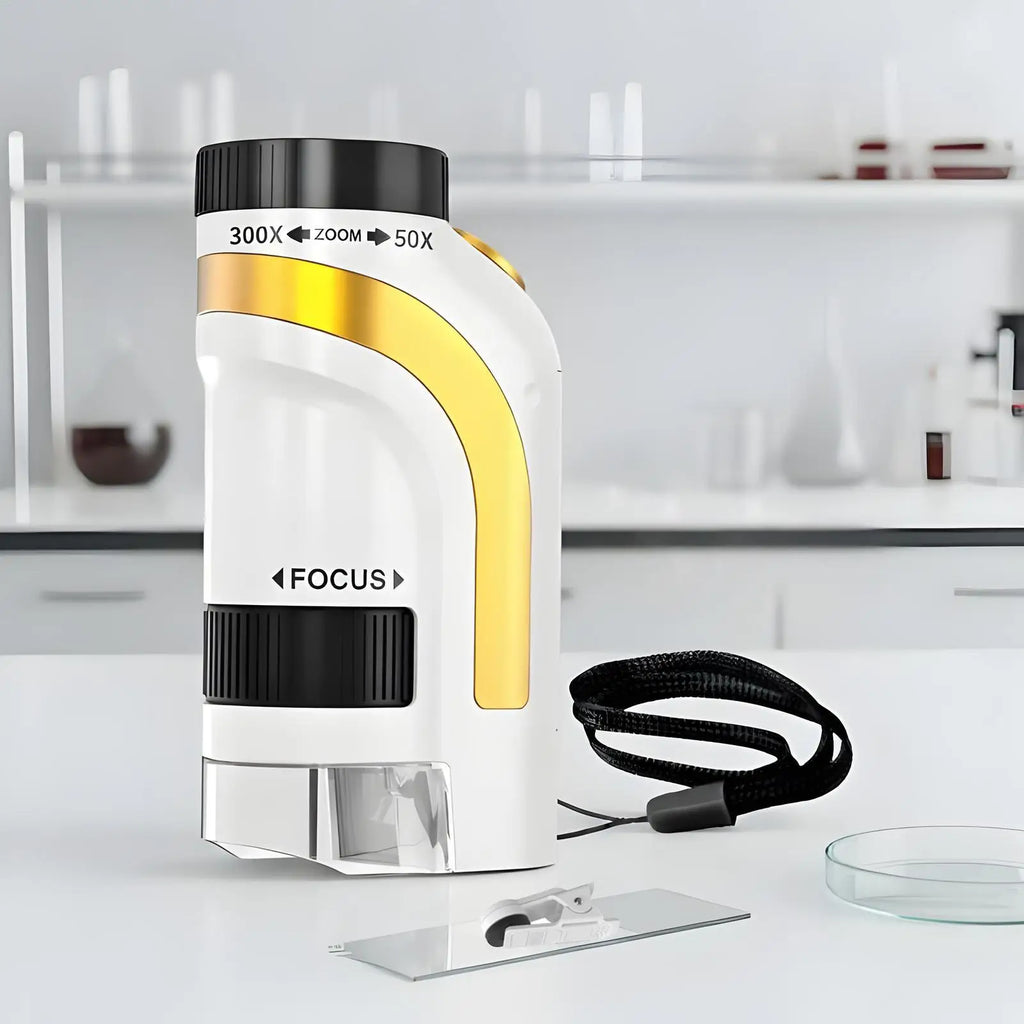 Kids Handheld Microscope 50x-300x LED Pocket Digiscope STEM Toy Kids Science Microscope Qme