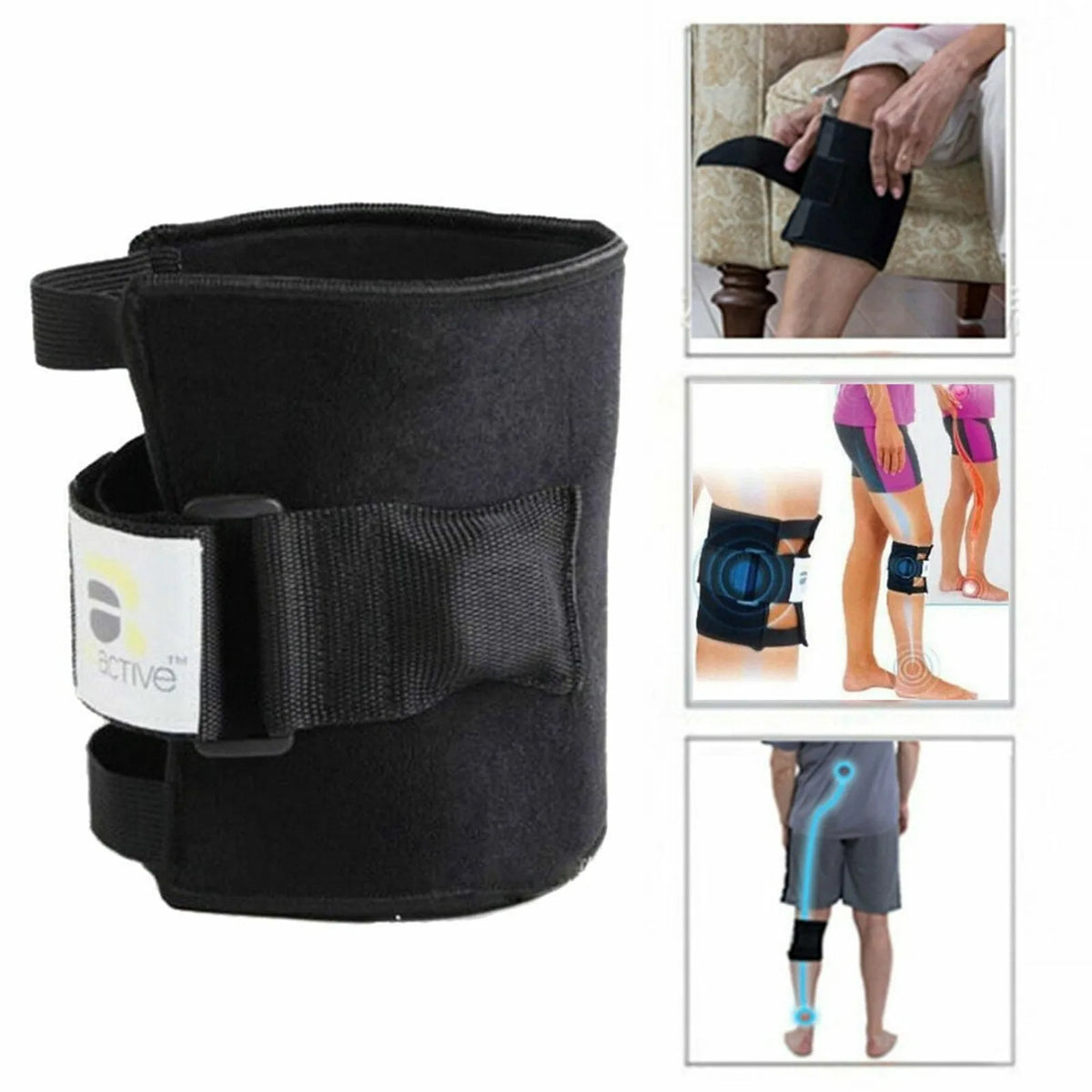 Magnetic Knee Pad Support Brace – Adjustable Black Magnetic Knee Support Qme Black