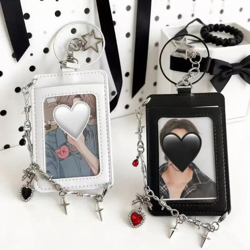 Kpop Photocard Holder PU Leather Card Cover with Key Ring Photocard Card Holder Qme