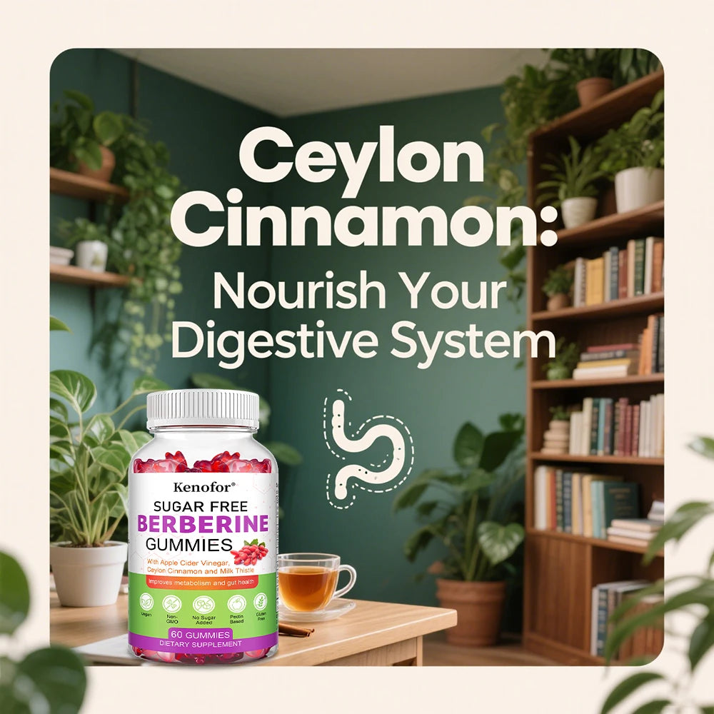Berberine Gummies – Ceylon Cinnamon & Milk Thistle | 60ct Herbal Gummy Supplement Qst