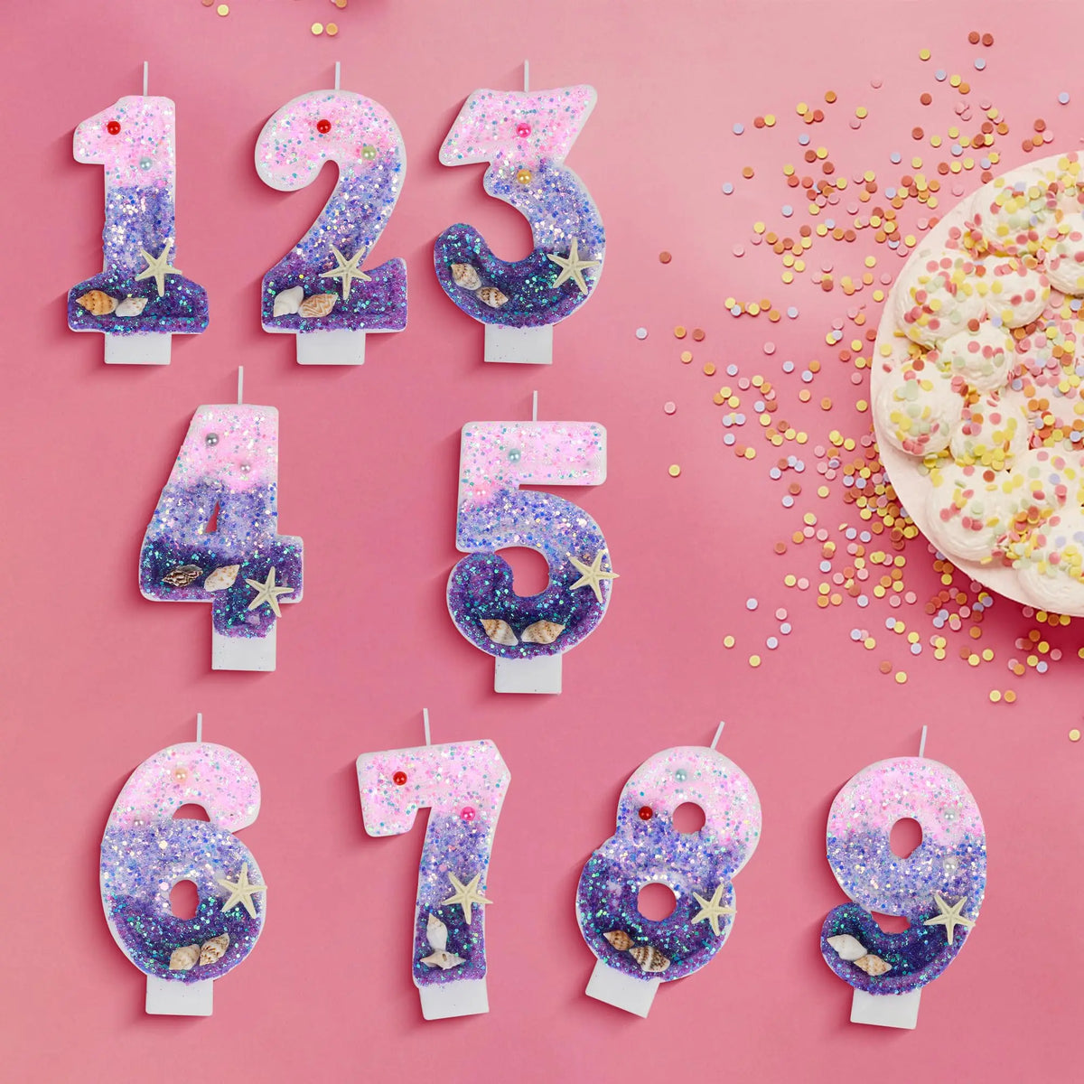 Pink Mermaid Number Birthday Candle – Ocean Beach Cake Topper Birthday Cake Candle Qst