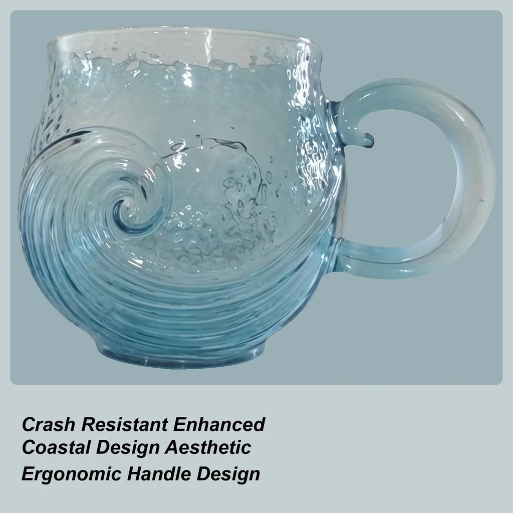 Blue Glass Mug with Handle – Reusable Tea & Water Cup Glass Mug Qme