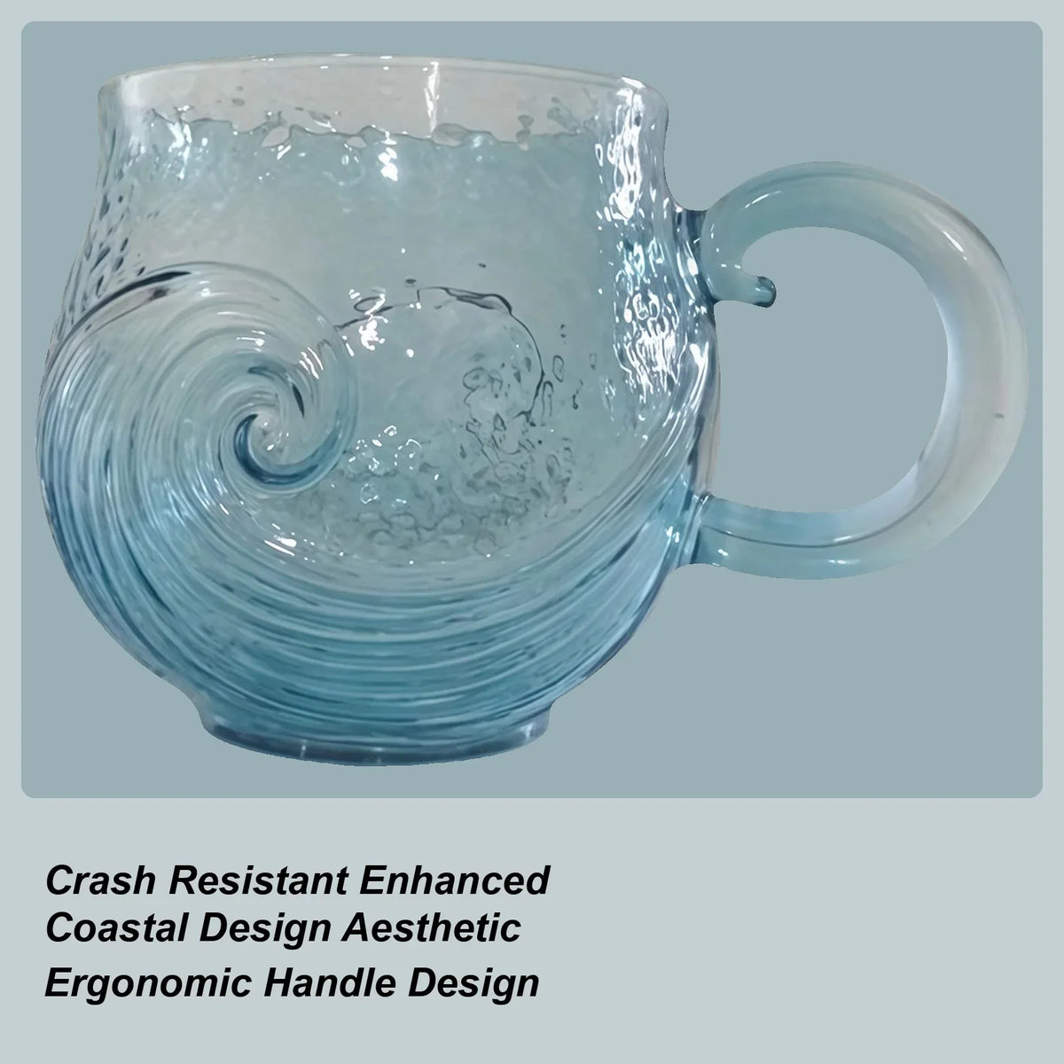 Blue Glass Mug with Handle – Reusable Tea & Water Cup Glass Mug Qme
