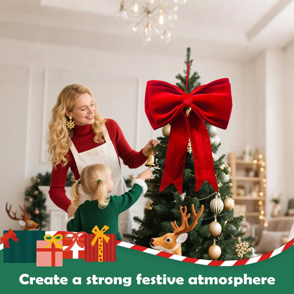 Velvet Christmas Bows 19x25" – Hangable Holiday Decor Christmas Bow Decoration Qme