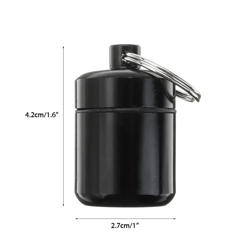 Mini Aluminum Alloy Keychain Canister – Sealed Pocket Storage Can Keychain Storage Canister Qme