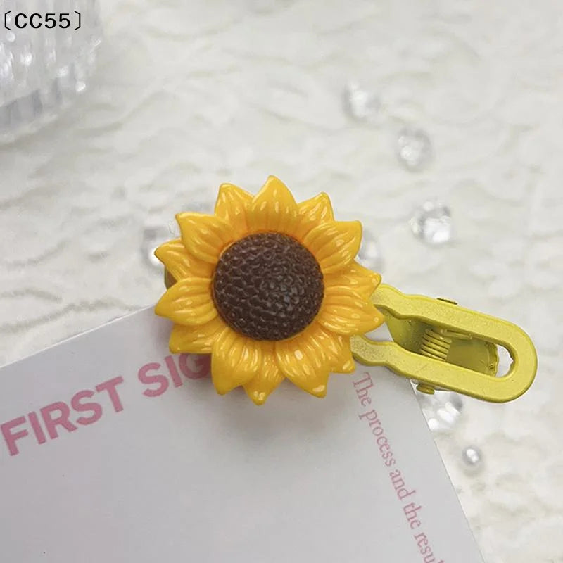 Sunflower Cartoon Hairpin Set – Sweet Fringe Clips for Girls 5pcs Hair Clips Set Qst