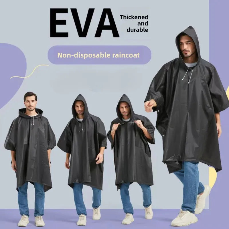Waterproof Hooded EVA Rain Jacket – Unisex Poncho Raincoat Waterproof Rain Jacket Qst