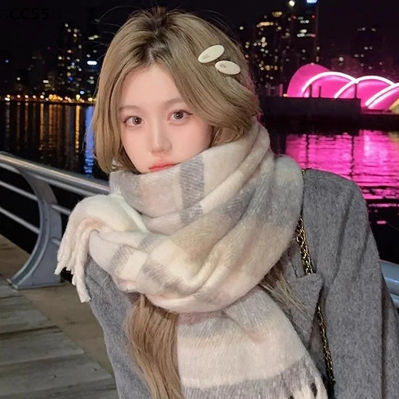 Women's Winter Imitation Cashmere Scarf – Warm Thick Shawl Winter Scarf Shawl Qst