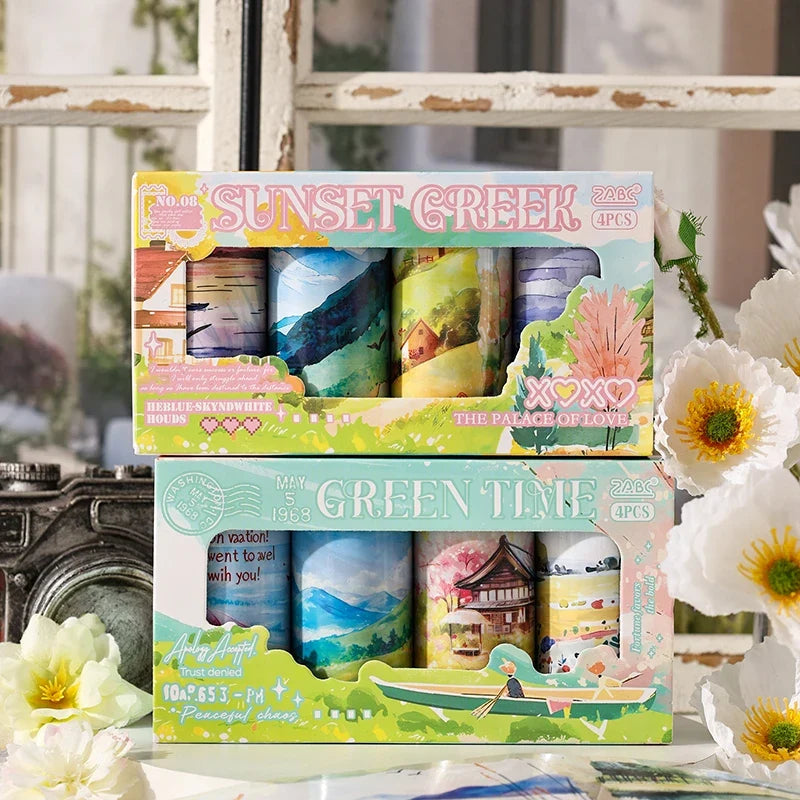 4 Rolls Wide Washi Tape Set 80mm x 2m – Scrapbooking DIY Washi Tape Set Qme