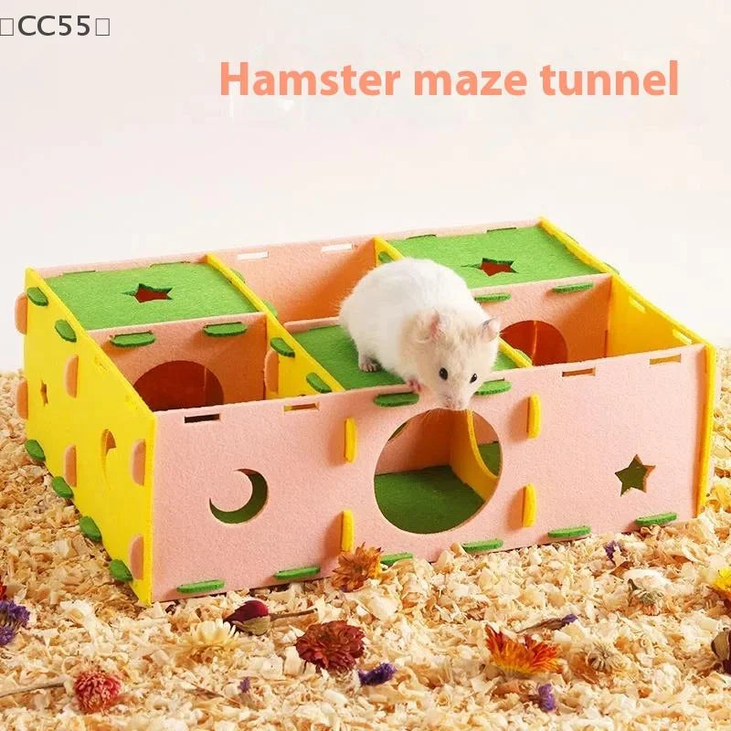 Felt Maze Hide Nest – Hamster Tunnel Toy & Small Pet Hideout Small Pet Hideout Qst