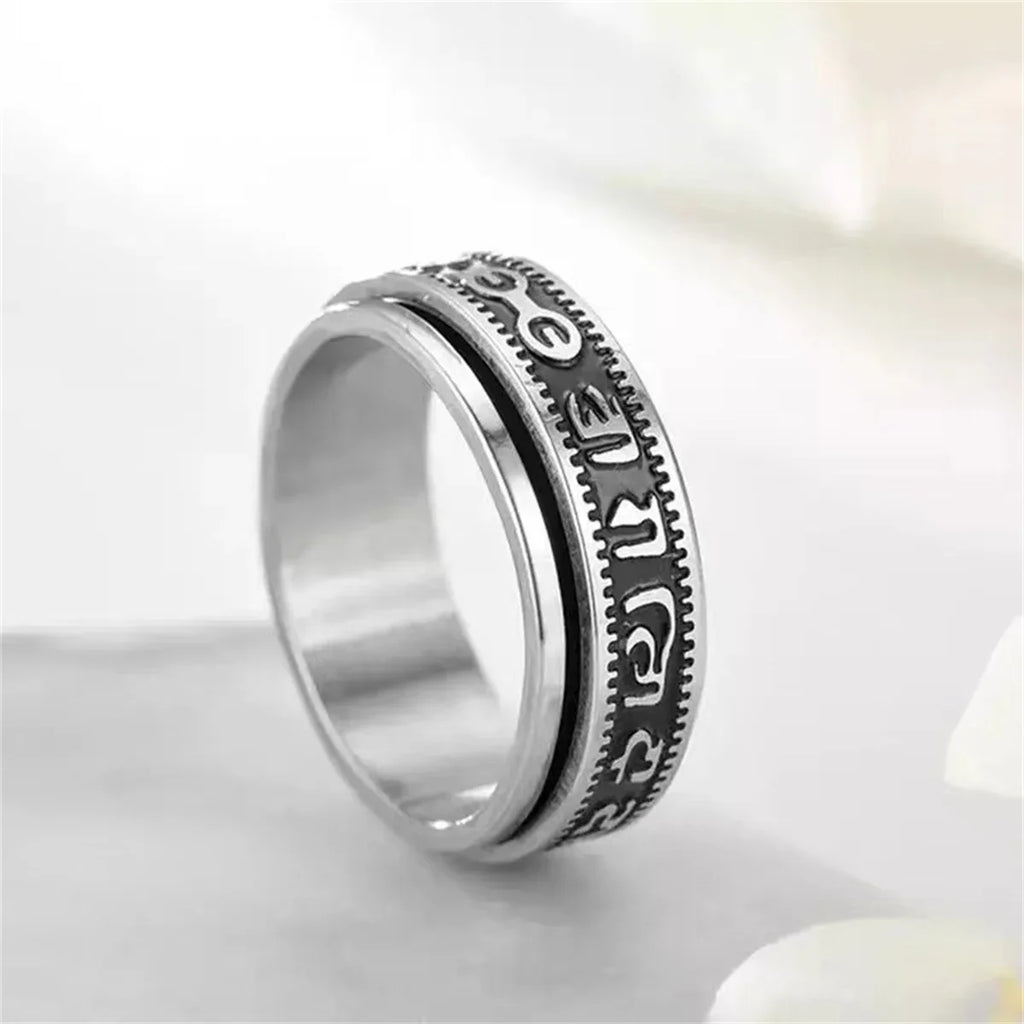 Spinning Fidget Ring Stainless Steel Moon Star | Men & Women Spinner Fidget Ring Qme