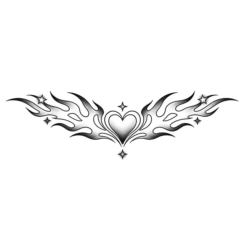 Flaming Heart Waterproof Temporary Tattoo Sticker for Women Temporary Tattoo Sticker Qme