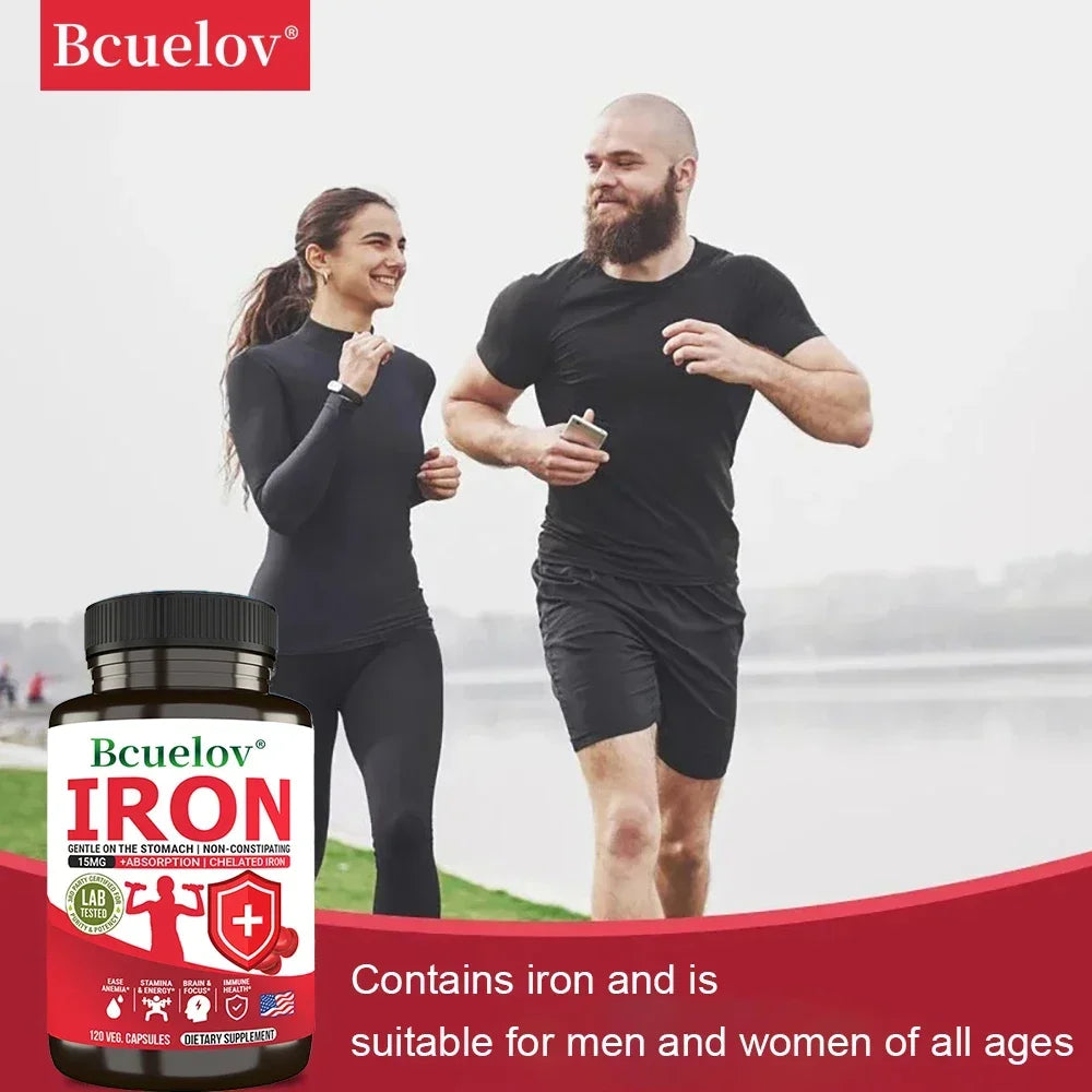 Bcuelov Iron Supplements 15mg – Energy & Immune Support Iron Supplement Qst