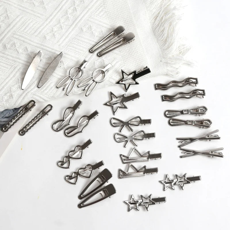 Y2K Silver Star Hair Clips – Multi-Style Set for Women & Girls Hair Clips Set Qme 28pcs