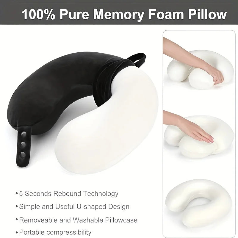 Ergonomic U-Shape Travel Neck Pillow – Soft Adjustable Headrest Travel Neck Pillow Qme