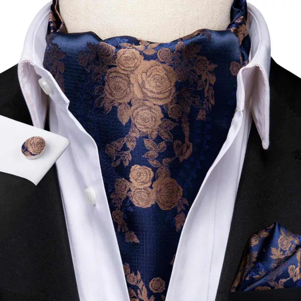 Men's Silk Ascot, Pocket Square & Cufflinks Set | Jacquard