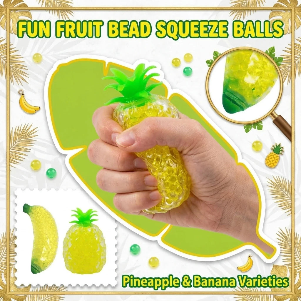 Squeezable Fruit Stress Toy – Banana & Pineapple Squishy Set Squishy Fidget Toy Qme