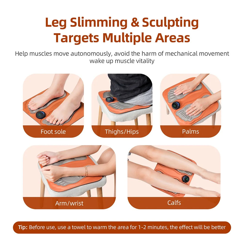 Smart 3D EMS Foot Massage Pad – Rechargeable, 6 Modes EMS Foot Massager Qst