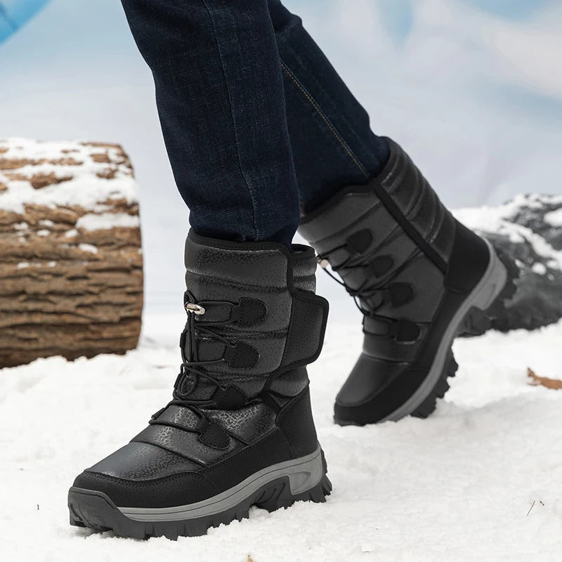 Women's Plush Snow Boots – Waterproof Platform Winter Ankle Women's Snow Boots Qst