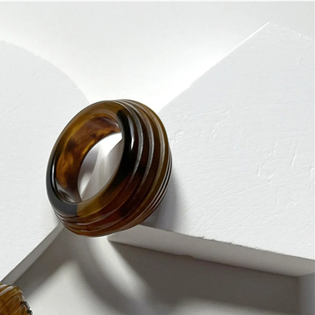Colorful Clear Resin Oval Ring | Acrylic Water Drop Shape Fashion Ring Qme baihui Size 7