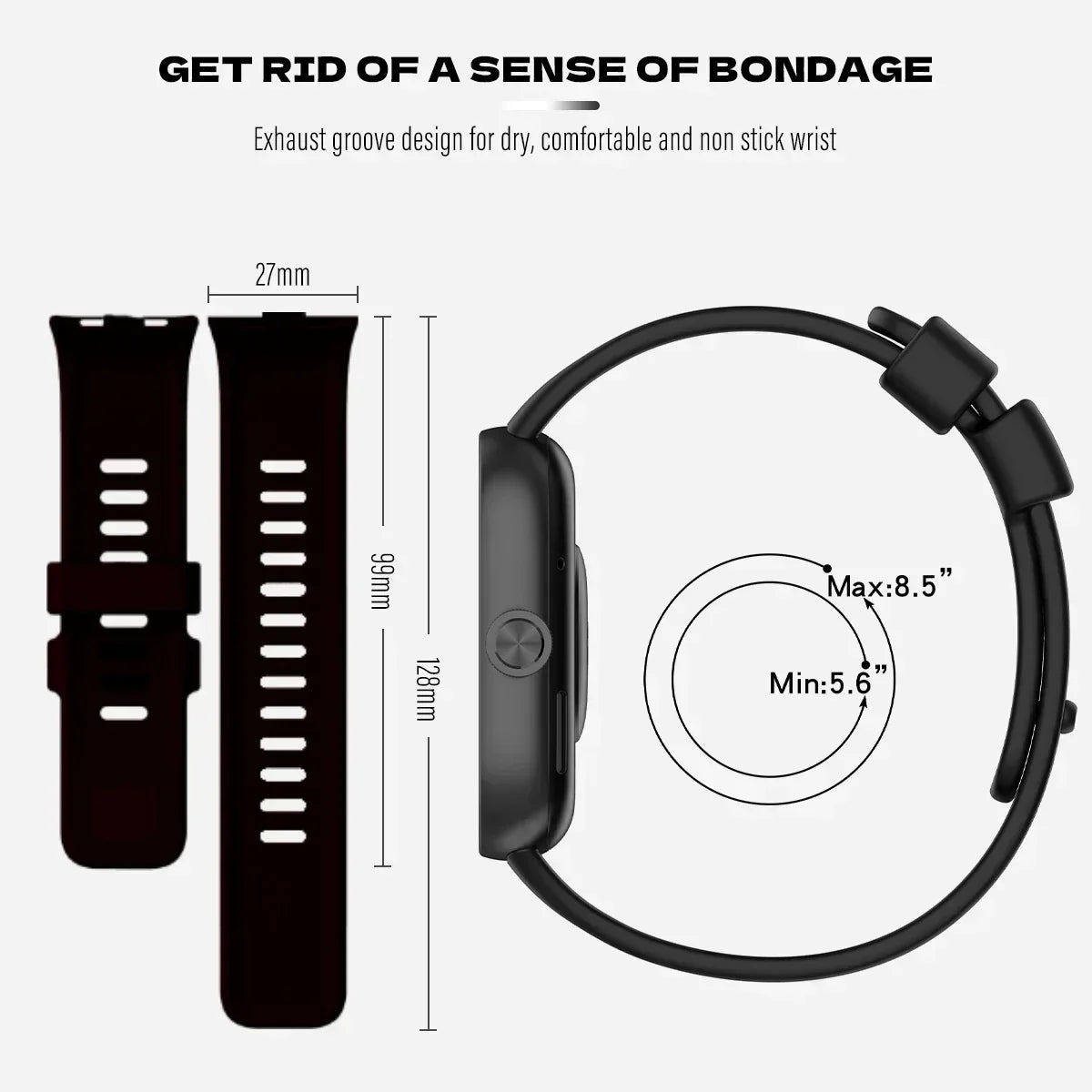Silicone Band for Redmi Watch 4 – Soft Replacement Strap Smartwatch Band Qme