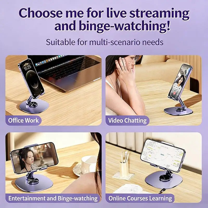 Rotating Desktop Phone Stand – Foldable Tabletop Cell Holder Phone Stand Qme