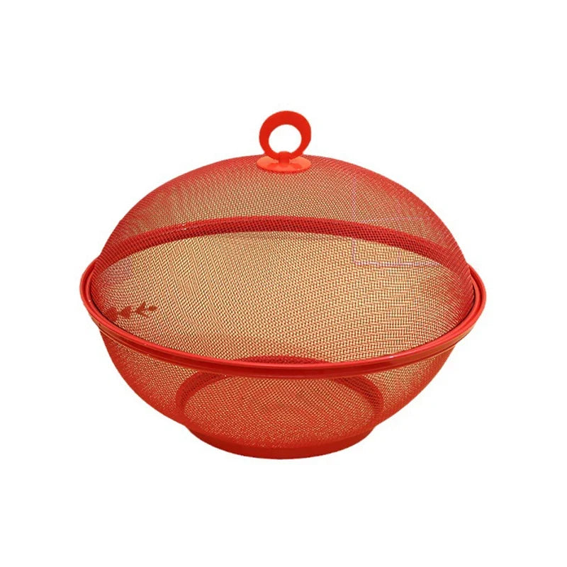 Metal Mesh Fruit Basket with Lid – 25cm Kitchen Storage Mesh Fruit Basket Qme