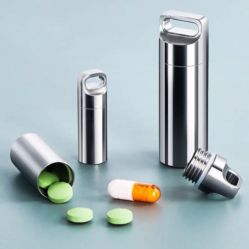 Mini Stainless Steel Waterproof Capsule Pill Box Pendant Capsule Pendant Qme