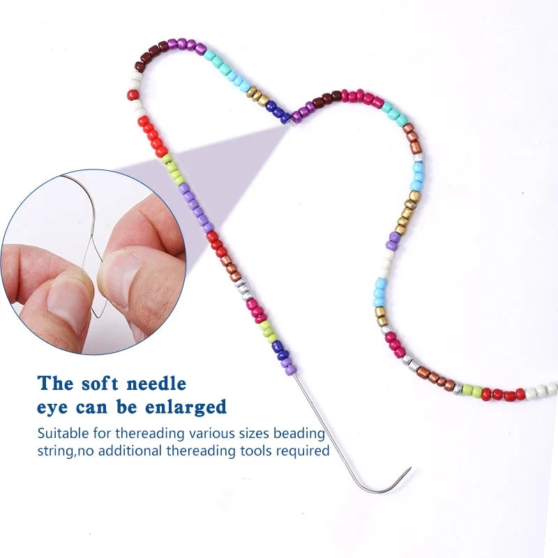 Large Eye Curved Beading Needles for Bead Spinner | Set of 5 Beading Needles Qme