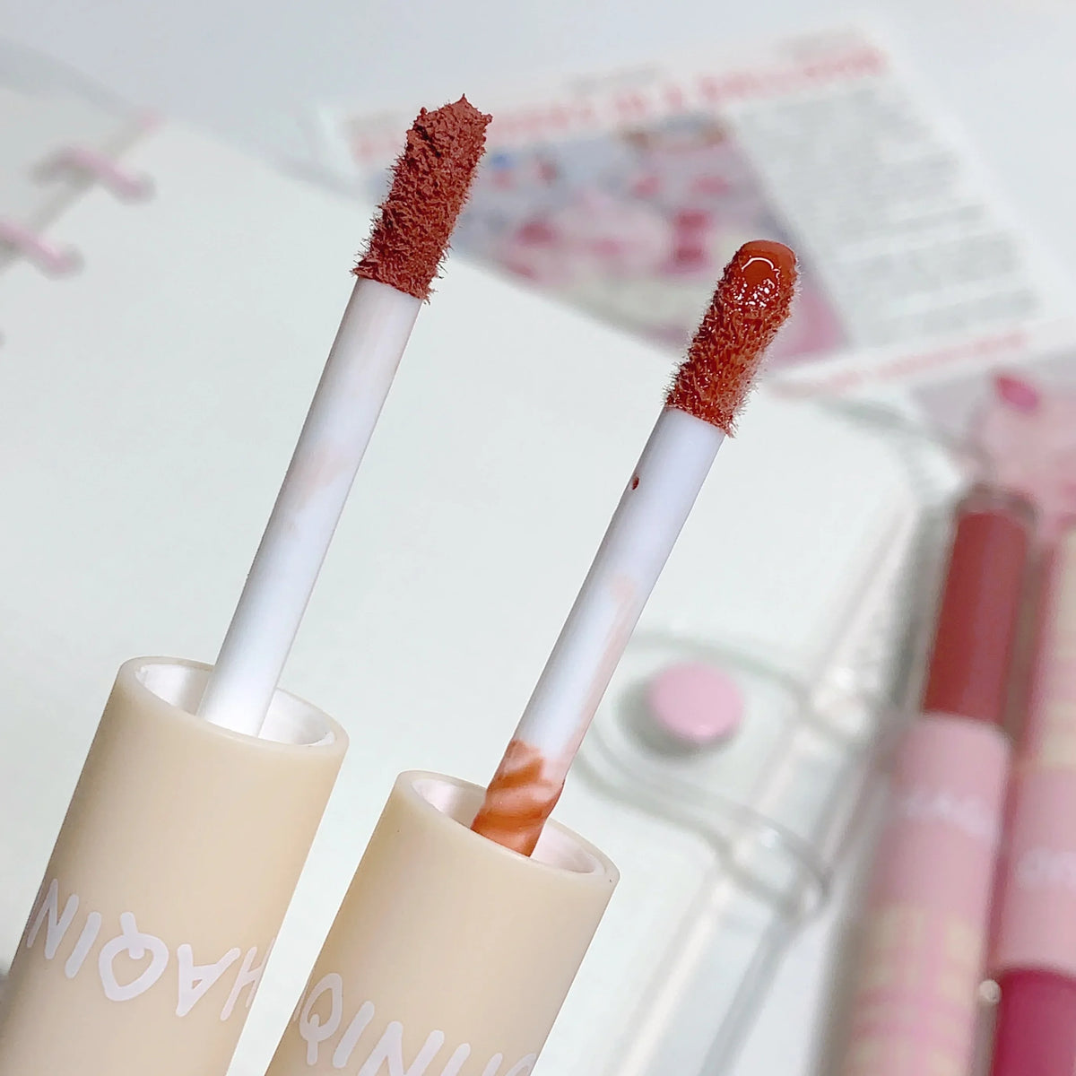 Double-Ended Lip Glaze – Matte & Mirror Water-Gloss | Qme Lip Glaze Qme
