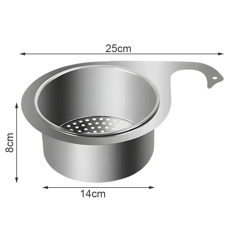 Swan Stainless Steel Sink Strainer Hanging Drain Basket Sink Strainer Basket Qme silver 25CM