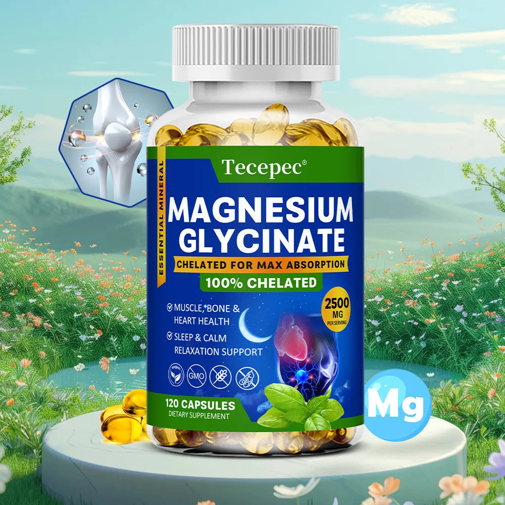 Magnesium Glycinate 2500mg Capsules – Muscle, Nerve & Bone Magnesium Supplement Qst