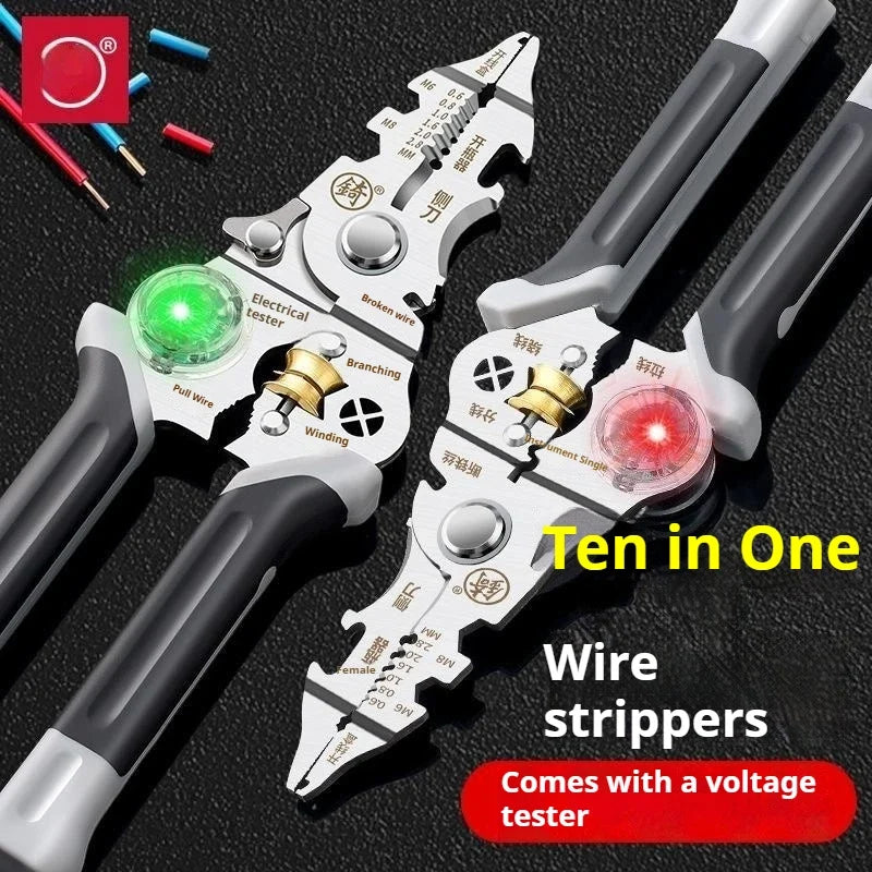 10-in-1 Wire Stripper Twister with Electricity Measurement Wire Stripping Pliers Qme