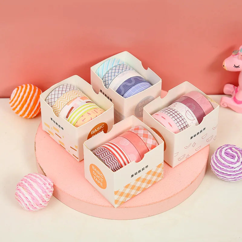 Kawaii Cartoon Washi Tape Set – 5 Rolls DIY Scrapbook Decor Decorative Washi Tape Qme
