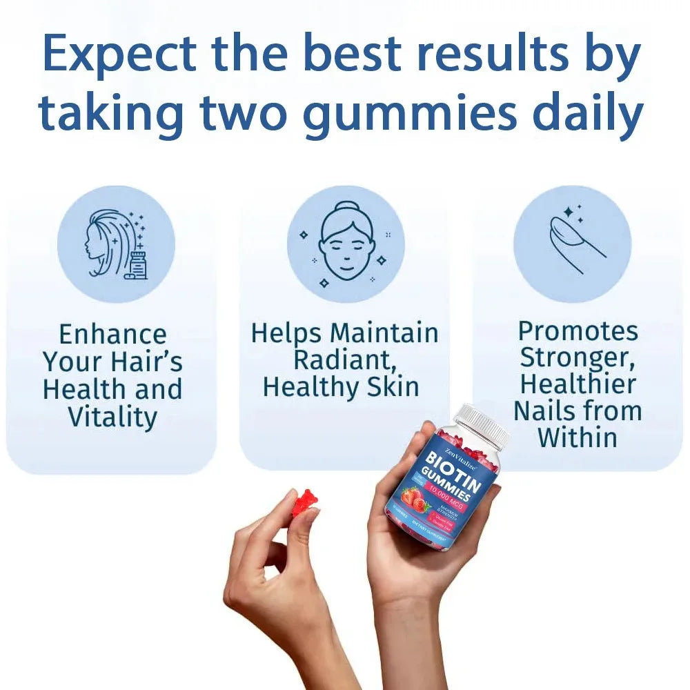 ZENVITALIZE Biotin Gummies 10,000 mcg – Hair, Skin & Nails Biotin Gummies Qst